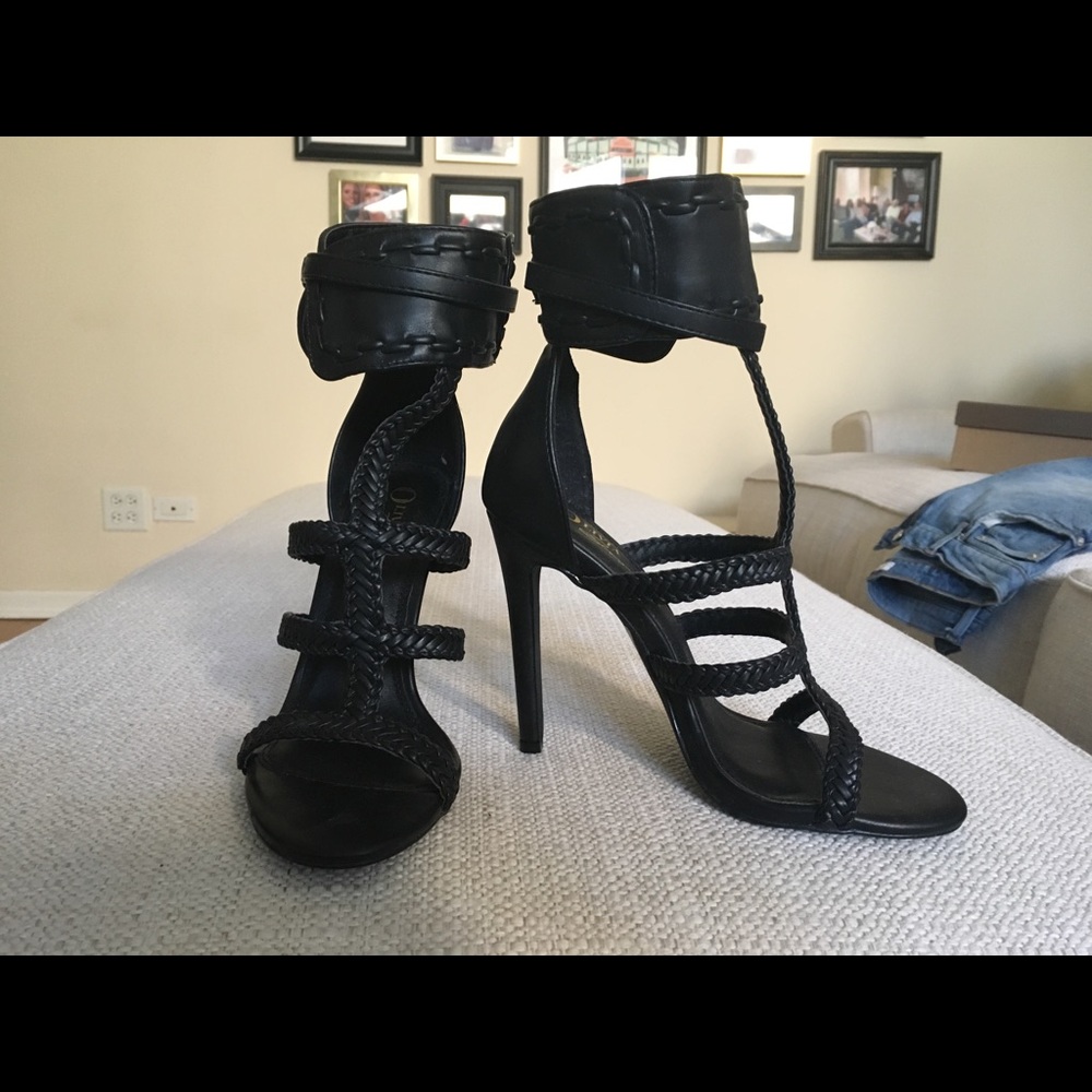 Black strappy heels